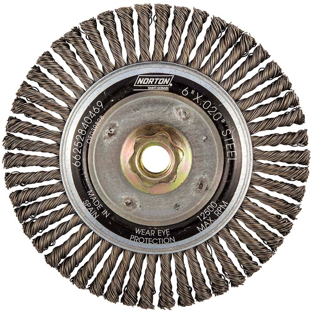 Norton - 6" OD, 5/8-11 Arbor Hole, Stringer Bead Carbon Wheel Brush - Exact Industrial Supply