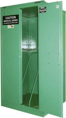 Securall Cabinets - 2 Door, Green Steel Standard Safety Cabinet for Flammable and Combustible Liquids - 67" High x 34" Wide x 34" Deep, Self Closing Door, 3 Point Key Lock, H Cylinder Capacity - Exact Industrial Supply