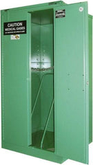 Securall Cabinets - 2 Door, Green Steel Standard Safety Cabinet for Flammable and Combustible Liquids - 46" High x 34" Wide x 34" Deep, Self Closing Door, 3 Point Key Lock, H Cylinder Capacity - Exact Industrial Supply