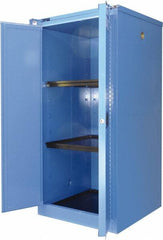 Securall Cabinets - 2 Door, 2 Shelf, Blue Steel Standard Safety Cabinet for Corrosive Chemicals - 67" High x 31" Wide x 31" Deep, Self Closing Door, 3 Point Key Lock, 60 Gal Capacity - Exact Industrial Supply