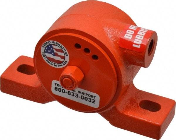 Vibco - 160 Lb. Force, 8 Cubic Feet per Minute, 12,000 RPM, 70 Decibel, Pneumatic Vibrator - 5-1/16" Long x 1-5/16" Wide x 2-5/16" High, 1/4 Port Inlet - Exact Industrial Supply