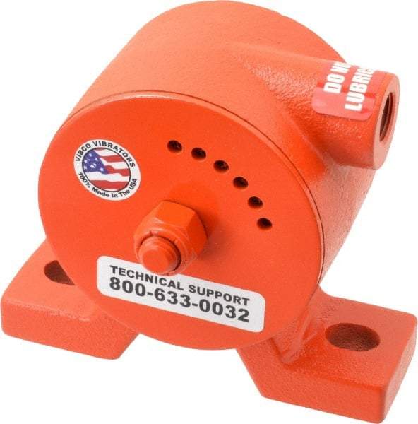 Vibco - 600 Lb. Force, 11 Cubic Feet per Minute, 6,800 RPM, 69 Decibel, Pneumatic Vibrator - 5-5/16" Long x 1-1/2" Wide x 4-5/8" High, 3/8 Port Inlet - Exact Industrial Supply