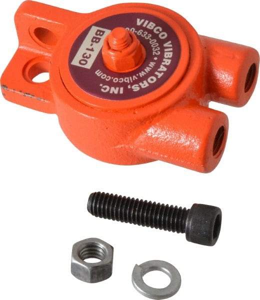 Vibco - 80 Lb. Force, 7-1/2 Cubic Feet per Minute, 19,000 RPM, 72 Decibel, Pneumatic Vibrator - 3-3/4" Long x 1-15/16" Wide x 2-1/4" High, 1/4 Port Inlet, 1/4 Port Outlet - Exact Industrial Supply