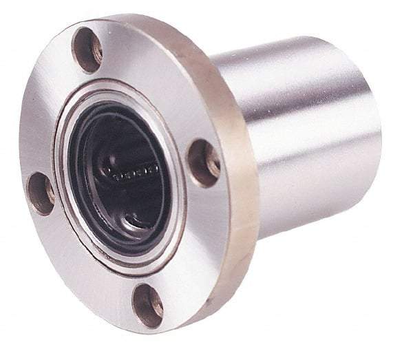 Value Collection - 1-1/4" ID, Round Flanged Double Linear Bearing - 2" OD - Exact Industrial Supply