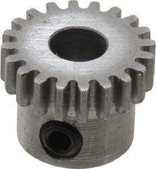 Boston Gear - 32 Pitch, 5/8" Pitch Diam, 20 Tooth Spur Gear - 0.188" Face Width, 1/4" Bore Diam, 0.52" Hub Diam, 14.5° Pressure Angle, Steel - Exact Industrial Supply