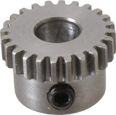 Boston Gear - 32 Pitch, 3/4" Pitch Diam, 24 Tooth Spur Gear - 0.188" Face Width, 5/16" Bore Diam, 0.64" Hub Diam, 14.5° Pressure Angle, Steel - Exact Industrial Supply