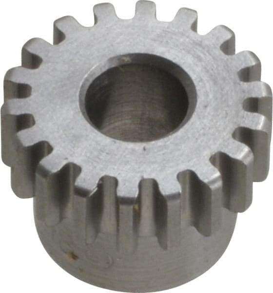 Boston Gear - 24 Pitch, 0.833" Pitch Diam, 18 Tooth Spur Gear - 1/4" Face Width, 5/16" Bore Diam, 0.7" Hub Diam, 14.5° Pressure Angle, Steel - Exact Industrial Supply