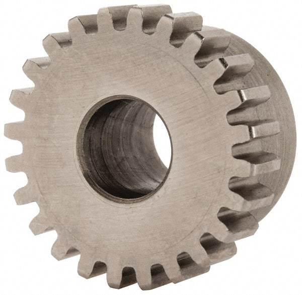 Boston Gear - 24 Pitch, 1" Pitch Diam, 24 Tooth Spur Gear - 1/4" Face Width, 3/8" Bore Diam, 0.87" Hub Diam, 14.5° Pressure Angle, Steel - Exact Industrial Supply