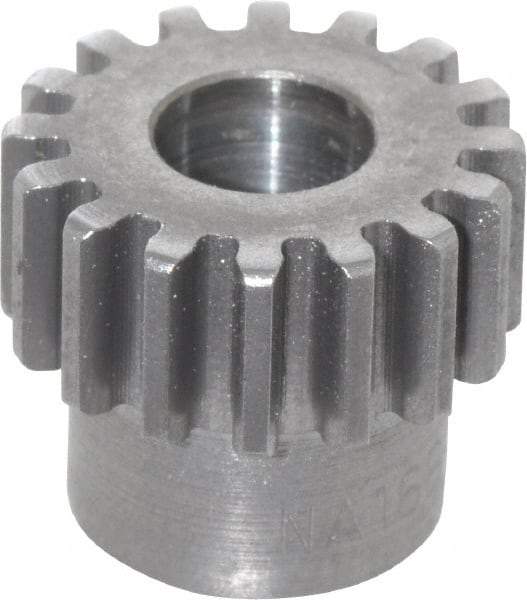 Boston Gear - 20 Pitch, 0.8" Pitch Diam, 16 Tooth Spur Gear - 3/8" Face Width, 3/8" Bore Diam, 0.66" Hub Diam, 14.5° Pressure Angle, Steel - Exact Industrial Supply