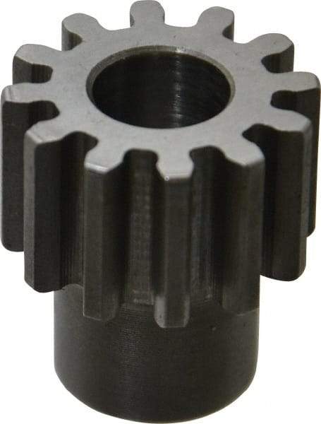 Boston Gear - 16 Pitch, 3/4" Pitch Diam, 12 Tooth Spur Gear - 1/2" Face Width, 3/8" Bore Diam, 0.56" Hub Diam, 14.5° Pressure Angle, Steel - Exact Industrial Supply