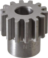 Boston Gear - 16 Pitch, 7/8" Pitch Diam, 14 Tooth Spur Gear - 1/2" Face Width, 3/8" Bore Diam, 0.69" Hub Diam, 14.5° Pressure Angle, Steel - Exact Industrial Supply