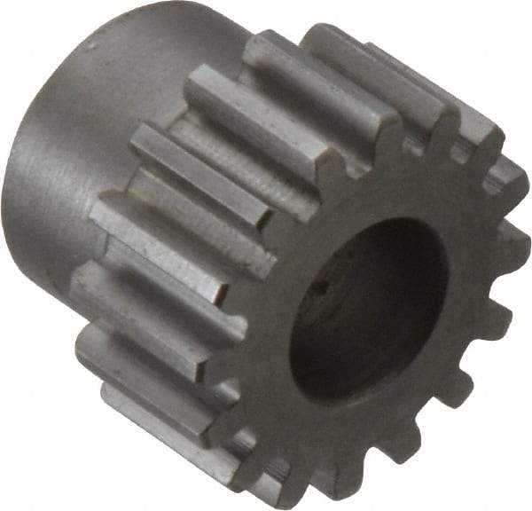 Boston Gear - 16 Pitch, 1" Pitch Diam, 16 Tooth Spur Gear - 1/2" Face Width, 1/2" Bore Diam, 0.81" Hub Diam, 14.5° Pressure Angle, Steel - Exact Industrial Supply