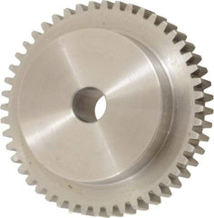 Boston Gear - 16 Pitch, 3" Pitch Diam, 48 Tooth Spur Gear - 1/2" Face Width, 1/2" Bore Diam, 2.19" Hub Diam, 14.5° Pressure Angle, Steel - Exact Industrial Supply