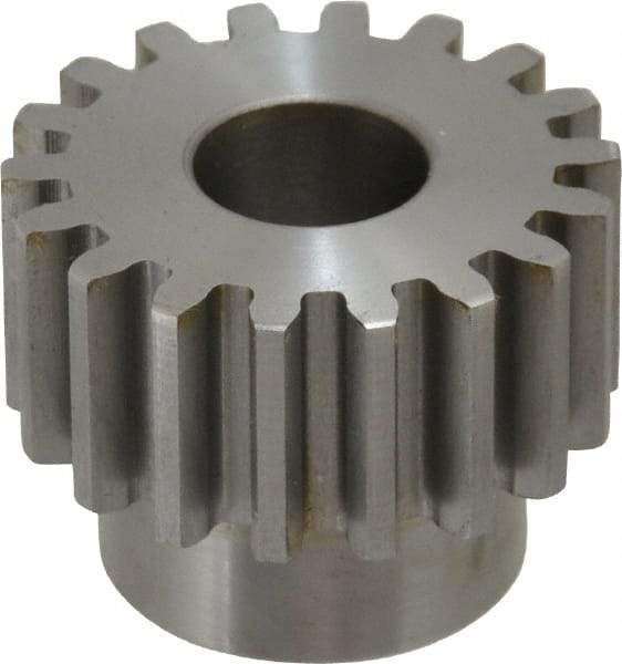 Boston Gear - 12 Pitch, 1-1/2" Pitch Diam, 18 Tooth Spur Gear - 3/4" Face Width, 5/8" Bore Diam, 1.15" Hub Diam, 14.5° Pressure Angle, Steel - Exact Industrial Supply