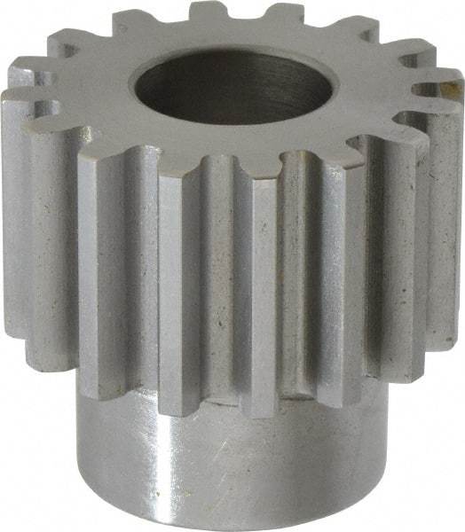 Boston Gear - 10 Pitch, 1.6" Pitch Diam, 16 Tooth Spur Gear - 1" Face Width, 3/4" Bore Diam, 1.22" Hub Diam, 14.5° Pressure Angle, Steel - Exact Industrial Supply