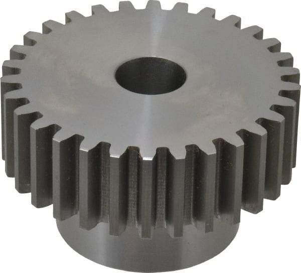 Boston Gear - 10 Pitch, 3" Pitch Diam, 30 Tooth Spur Gear - 1" Face Width, 3/4" Bore Diam, 2.02" Hub Diam, 14.5° Pressure Angle, Steel - Exact Industrial Supply