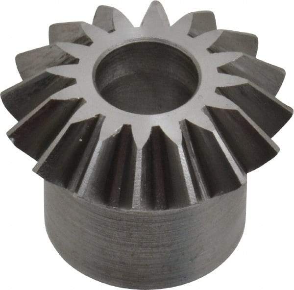 Boston Gear - 16 Pitch, 1" Pitch Diam, 16 Tooth Miter Gear - 0.23" Face Width, 3/8" Bore Diam, 3/4" Hub Diam, 20° Pressure Angle, Steel - Exact Industrial Supply