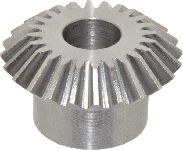 Boston Gear - 16 Pitch, 1-1/2" Pitch Diam, 24 Tooth Miter Gear - 0.32" Face Width, 1/2" Bore Diam, 1" Hub Diam, 20° Pressure Angle, Steel - Exact Industrial Supply