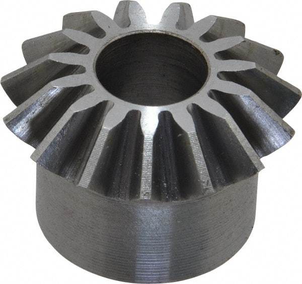 Boston Gear - 12 Pitch, 1-1/4" Pitch Diam, 15 Tooth Miter Gear - 0.29" Face Width, 1/2" Bore Diam, 1" Hub Diam, 20° Pressure Angle, Steel - Exact Industrial Supply