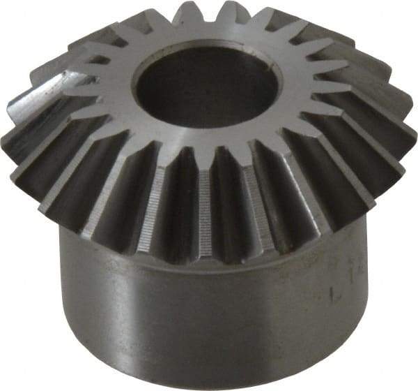 Boston Gear - 12 Pitch, 1-3/4" Pitch Diam, 21 Tooth Miter Gear - 0.4" Face Width, 5/8" Bore Diam, 1.38" Hub Diam, 20° Pressure Angle, Steel - Exact Industrial Supply