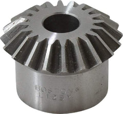 Boston Gear - 10 Pitch, 2" Pitch Diam, 20 Tooth Miter Gear - 0.45" Face Width, 5/8" Bore Diam, 1.62" Hub Diam, 20° Pressure Angle, Steel - Exact Industrial Supply
