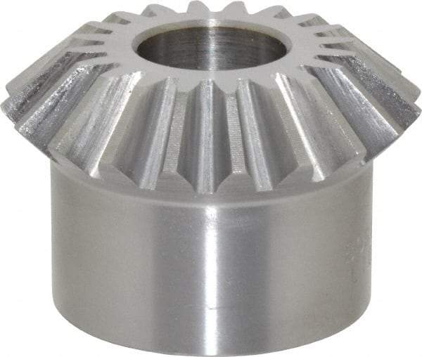 Boston Gear - 10 Pitch, 2" Pitch Diam, 20 Tooth Miter Gear - 0.45" Face Width, 3/4" Bore Diam, 1.62" Hub Diam, 20° Pressure Angle, Steel - Exact Industrial Supply