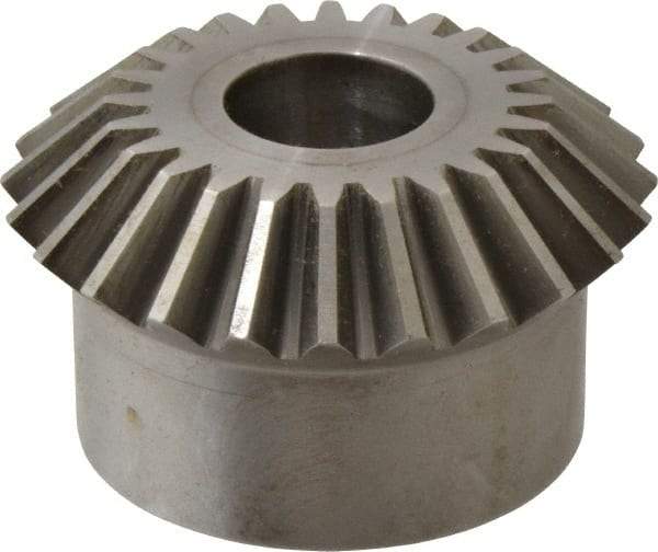 Boston Gear - 8 Pitch, 3" Pitch Diam, 24 Tooth Miter Gear - 0.68" Face Width, 1" Bore Diam, 2-1/2" Hub Diam, 20° Pressure Angle, Steel - Exact Industrial Supply