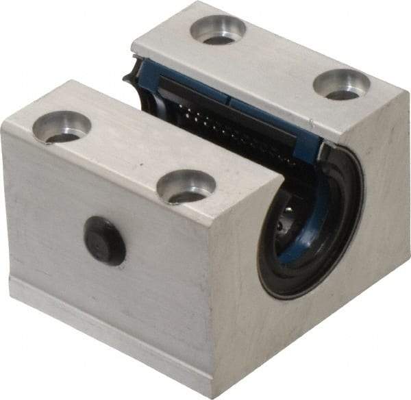 Thomson Industries - 20mm Inside Diam, 4,000 Lbs. Dynamic Capacity, Open Single Pillow Block Linear Bearing - 42mm Overall Height x 60" Overall Width, 32mm Btw Mount Hole Centers - Exact Industrial Supply