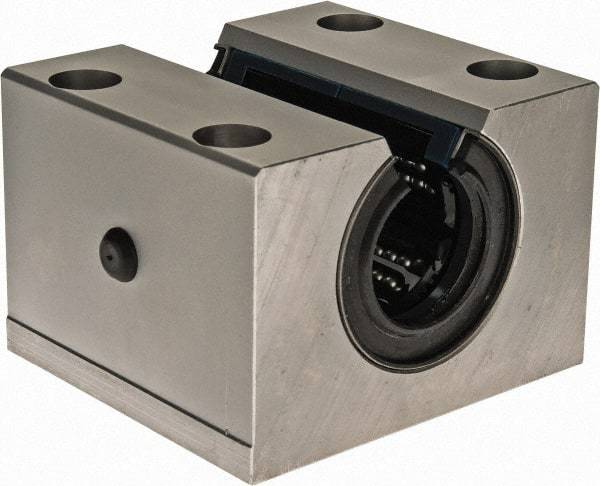 Thomson Industries - 30mm Inside Diam, 8,300 Lbs. Dynamic Capacity, Open Single Pillow Block Linear Bearing - 60mm Overall Height x 87" Overall Width, 45mm Btw Mount Hole Centers - Exact Industrial Supply