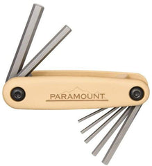 Paramount - 7 Piece Fold-Up Hex Key Set - Hex Range 2 to 8mm, 4-1/2" OAL, Steel - Exact Industrial Supply