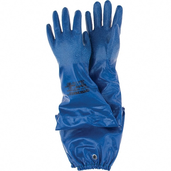 Chemical Resistant Gloves: 15 mil Thick, Nitrile Royal Blue, 26'' OAL, Rough