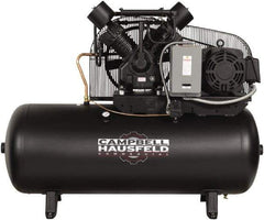 Campbell Hausfeld - 15 hp, 120 Gal Stationary Electric Horizontal Screw Air Compressor - Three Phase, 175 Max psi, 50 CFM, 208-230/460 Volt - Exact Industrial Supply