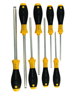 8 Piece - 1/8 - 3/8" - Ball End Hex Screwdriver MagicRing® Screw Holding SoftFinish® Cushion Grip - Exact Industrial Supply