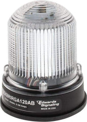 Edwards Signaling - 120 VAC, 4X NEMA Rated, LED, Amber, Green, Red, Multi Status Indicator - 65, 120, 240 Flashes per min, 3/4 Inch Pipe, 3-1/4 Inch Diameter, 3-7/8 Inch High, Panel Mount, Pipe Mount - Exact Industrial Supply