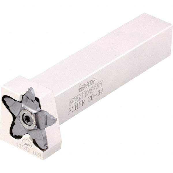 Iscar - External Thread, 0.256" Max Depth of Cut, 0.5mm Min Groove Width, 135mm OAL, Left Hand Indexable Grooving Cutoff Toolholder - 25mm Shank Height x 25mm Shank Width, PENTA 24.. Insert Style, PCHP Toolholder Style, Series PentaCut - Exact Industrial Supply