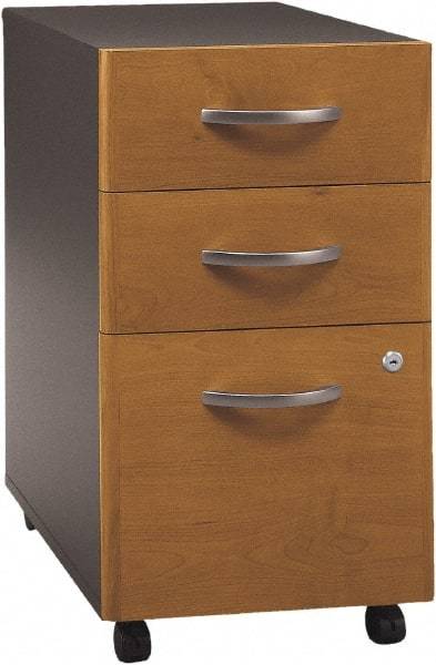 Bush Business Furniture - 15-3/4" Wide x 27.88" High x 20-1/4" Deep, 3 Drawer Pedestal - Laminate Over Wood, Natural Cherry & Graphite Gray - Exact Industrial Supply