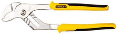 Stanley - 10-1/2" OAL, 1-1/4" Jaw Length, 7 Position Groove Joint Tongue & Groove Pliers - Serrated Curved Jaws, Curved Head, Dual Dipped Handles - Exact Industrial Supply