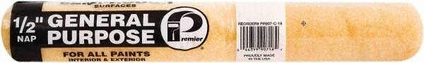 Premier Paint Roller - 1/2" Nap, 18" Wide Paint Roller Cover - Semi-Rough Texture, Polyester - Exact Industrial Supply