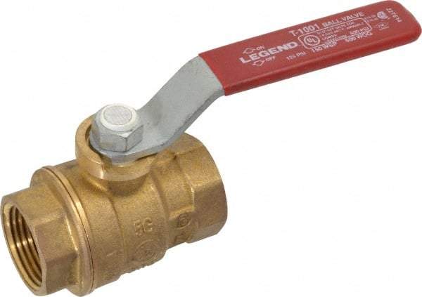 Legend Valve - 3/4" Pipe, Full Port, Brass Standard Ball Valve - Inline - One Way Flow, FNPT x FNPT Ends, Lever Handle, 600 WOG, 150 WSP - Exact Industrial Supply