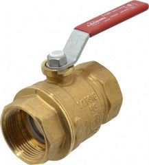 Legend Valve - 1-1/4" Pipe, Full Port, Brass Standard Ball Valve - Inline - One Way Flow, FNPT x FNPT Ends, Lever Handle, 600 WOG, 150 WSP - Exact Industrial Supply