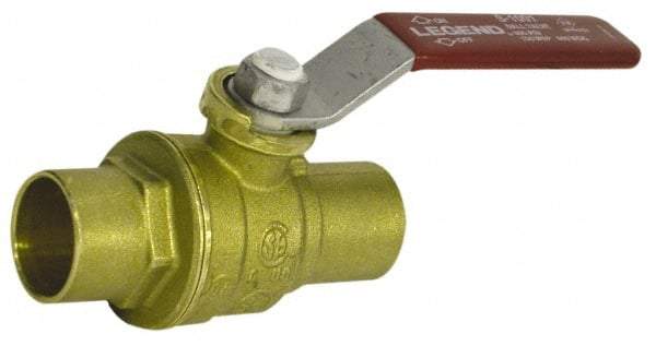 Legend Valve - 1-1/2" Pipe, Full Port, Lead Free Brass Standard Ball Valve - 2 Piece, FNPT x FNPT Ends, Lever Handle, 600 WOG, 150 WSP - Exact Industrial Supply