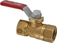 Legend Valve - 1/4" Pipe, Full Port, Brass Standard Ball Valve - Inline - One Way Flow, FNPT x FNPT Ends, Lever Handle, 600 WOG, 150 WSP - Exact Industrial Supply