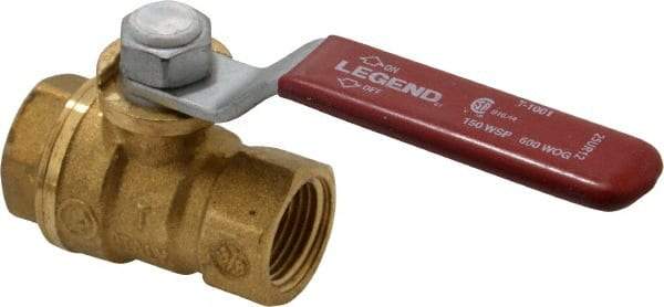 Legend Valve - 3/8" Pipe, Full Port, Brass Standard Ball Valve - Inline - One Way Flow, FNPT x FNPT Ends, Lever Handle, 600 WOG, 150 WSP - Exact Industrial Supply