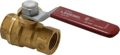 Legend Valve - 3/8" Pipe, Full Port, Brass Standard Ball Valve - Inline - One Way Flow, FNPT x FNPT Ends, Lever Handle, 600 WOG, 150 WSP - Exact Industrial Supply