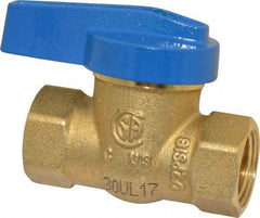 Legend Valve - 3/8" Pipe, Brass, Straight without Side Tap, Gas Ball Valve - 175 psi WOG Rating, Wedge Handle, FNPT x FNPT End Connections, 1 Piece - Exact Industrial Supply
