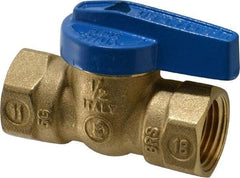Legend Valve - 1/2" Pipe, Brass, Straight without Side Tap, Gas Ball Valve - 175 psi WOG Rating, Wedge Handle, FNPT x FNPT End Connections, 1 Piece - Exact Industrial Supply