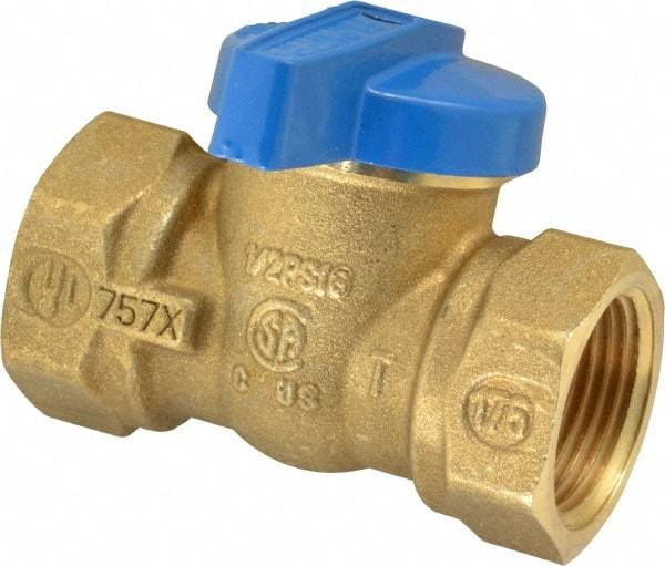 Legend Valve - 3/4" Pipe, Brass, Straight without Side Tap, Gas Ball Valve - 175 psi WOG Rating, Wedge Handle, FNPT x FNPT End Connections, 1 Piece - Exact Industrial Supply