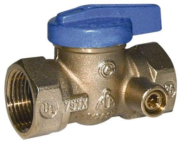 Legend Valve - 3/4" Pipe, Brass, Straight with Side Tap, Gas Ball Valve - 175 psi WOG Rating, Wedge Handle, FNPT x FNPT End Connections, 1 Piece - Exact Industrial Supply