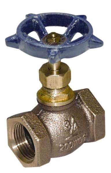 Legend Valve - 2" Pipe, FNPT Ends, Lead Free Brass Rising Stem Globe Valve - Lead Free Brass Disc, Threaded Bonnet, 200 psi WOG, 125 psi WSP, Class 125 - Exact Industrial Supply