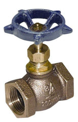Legend Valve - 1-1/4" Pipe, FNPT Ends, Lead Free Brass Rising Stem Globe Valve - Lead Free Brass Disc, Threaded Bonnet, 200 psi WOG, 125 psi WSP, Class 125 - Exact Industrial Supply